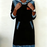 Lara – Džínové šaty s kapucí