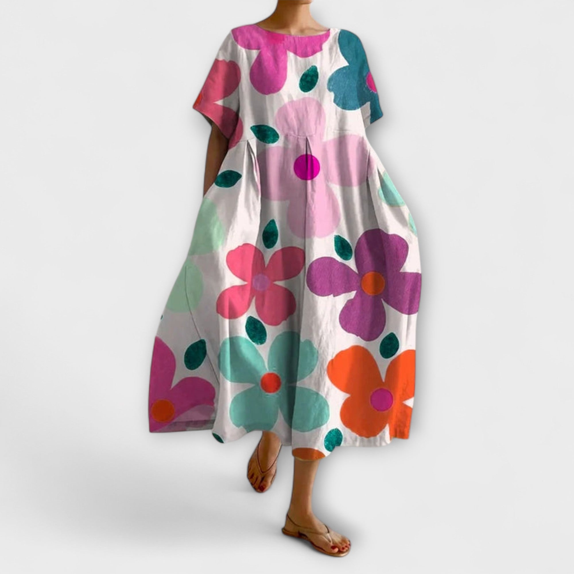 ELIANA - Midi šaty s květinovým vzorem