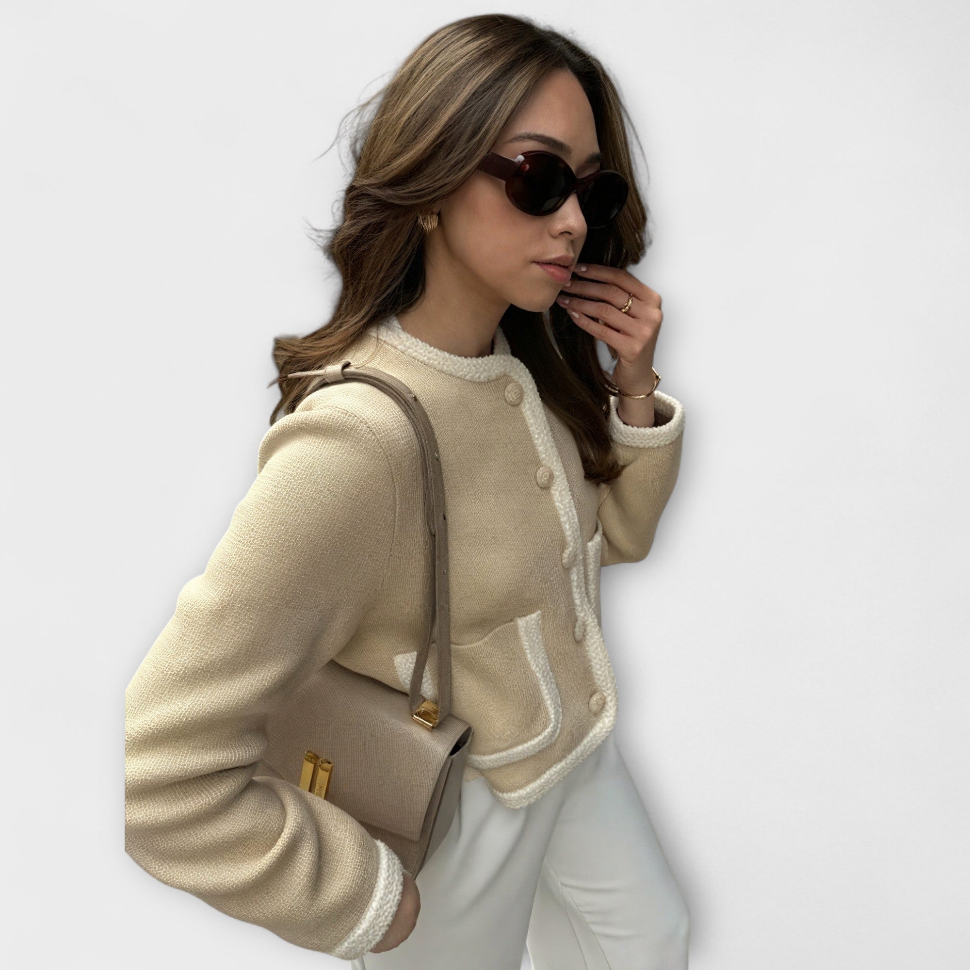 Klasický - cardigan s dekorativními kapsami