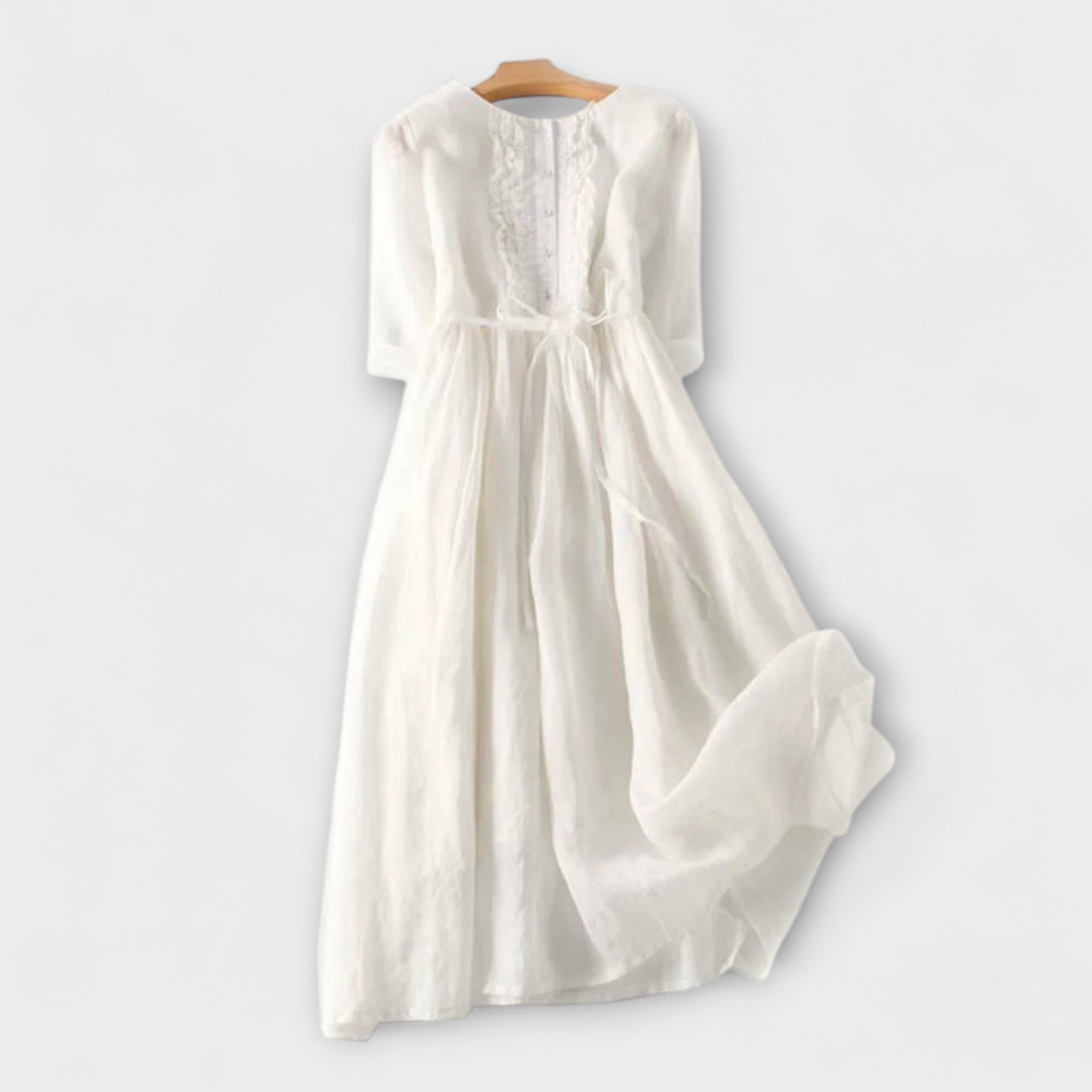 Arya - Dámské Retro Art Šaty s Kulatým Krkem a Šněrováním v Pasu