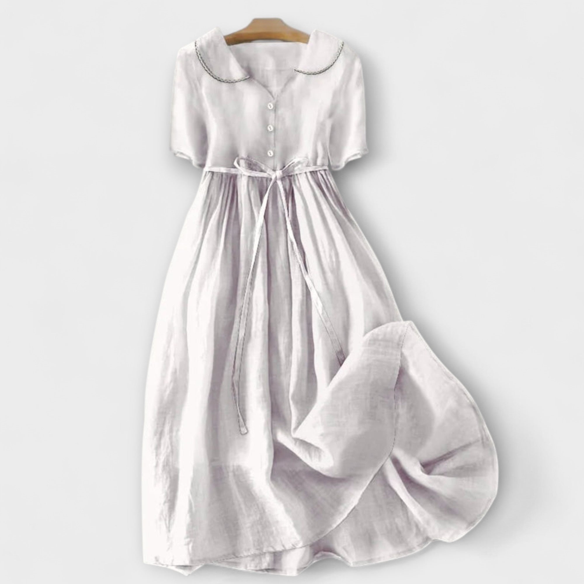 Isla - Elegantní Midi Šaty s Rukávy z Bavlny a Lnu