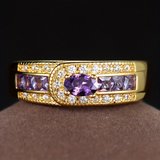 Vintage zlatý prsten s fialovým zirkonem