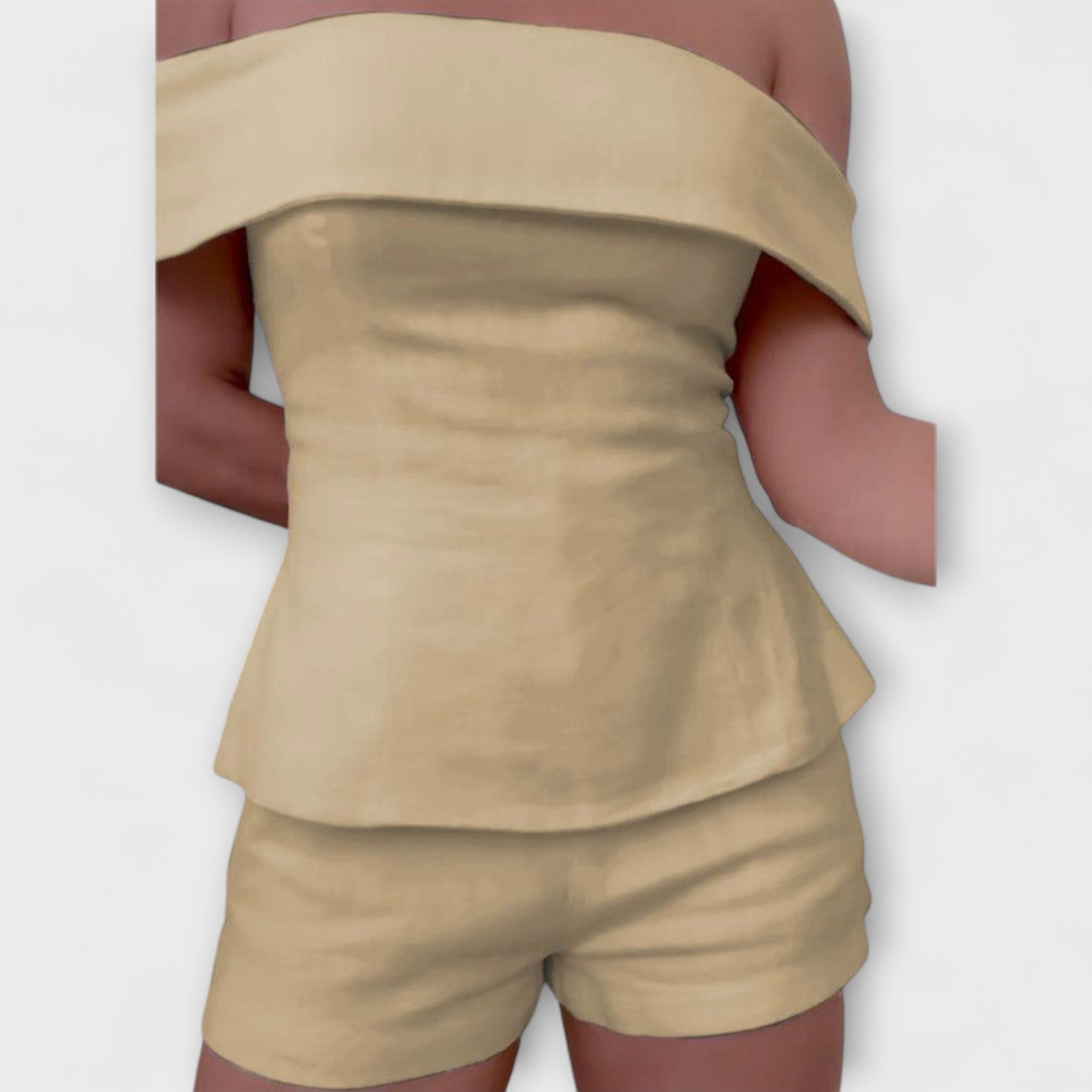 Olivia - Bílý bavlněno-lněný dvoudílný set