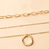 Vintage vrstvený náhrdelník se zlatým přívěskem